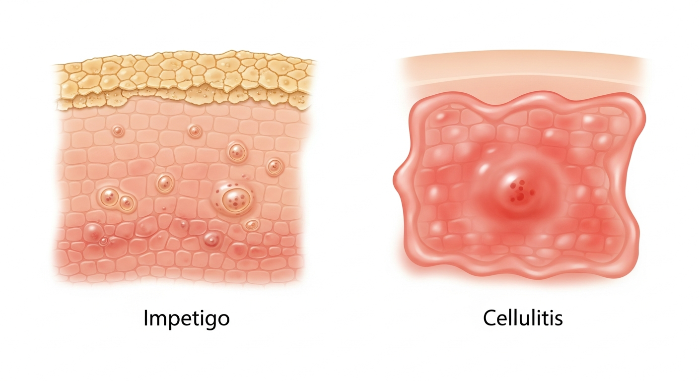 Bacterial skin infection rash pictures showing impetigo cellulitis and scarlet fever