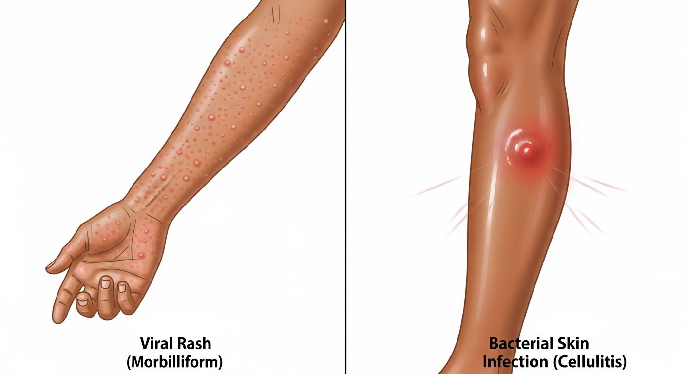 Bacterial and Viral Infections — visual comparison with related rash types