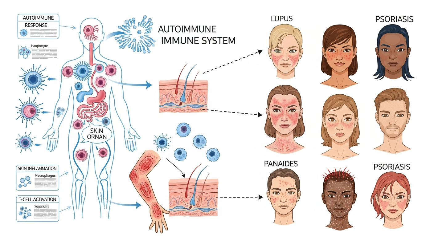 Autoimmune Skin Conditions — medical illustration