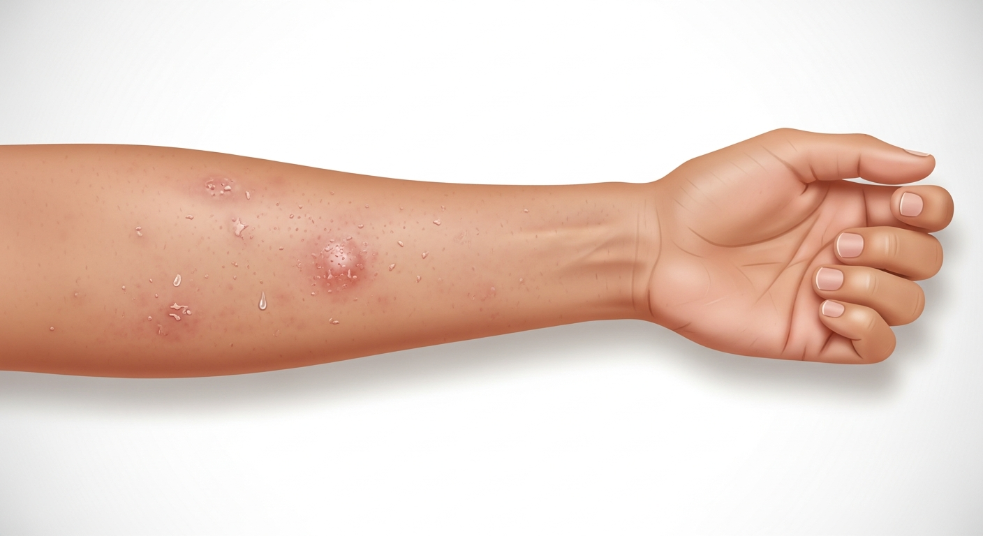 Eczema (Atopic Dermatitis) — medical illustration