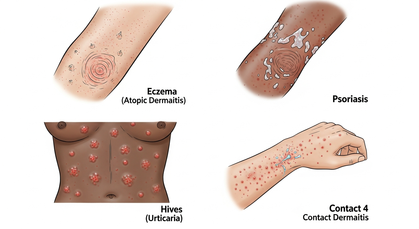 Common skin rash pictures visual guide showing multiple types of rashes for identification