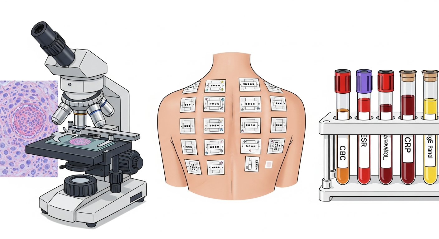 Rash Tests and Lab Analysis — medical illustration