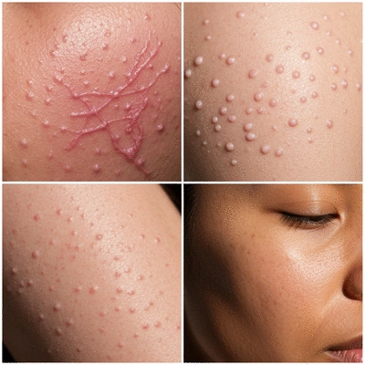 Close-up comparison of eczema and psoriasis skin conditions