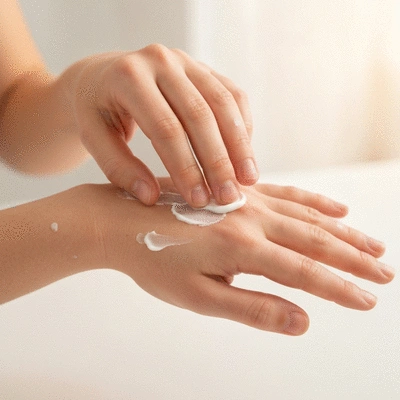Person applying cream to skin affected by psoriasis, representing management strategies