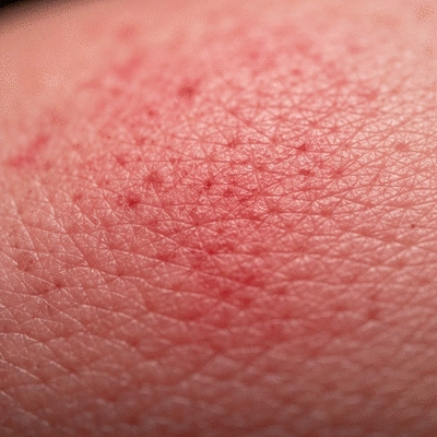 Close-up view of irritated skin with a red rash, symbolizing the need for understanding skin conditions.